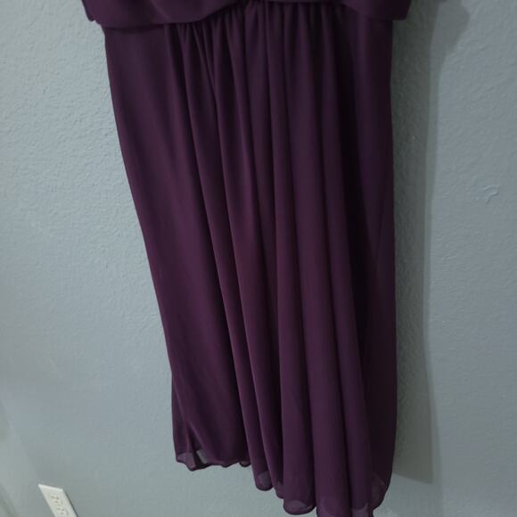Davids Bridal Dress Womens 4 Style F15607 Purple Asymmetrical Sheer Short Party - Picture 12 of 13